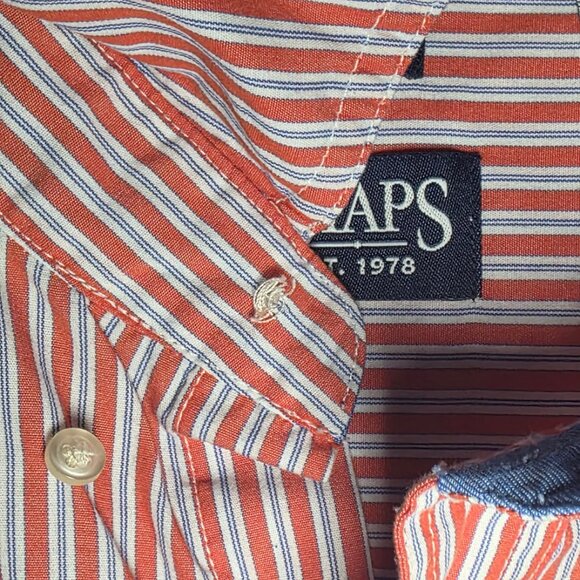 Chaps Mens Red And Gray Striped Long Sleeve Button Down Shirt Size Large - Picture 7 of 12